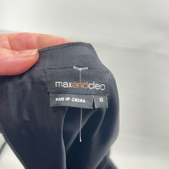 Max and Cleo Womens Sheath Dress Plaid Cocktail Sleeveless Pleated Lined Gray 12 - Picture 8 of 14